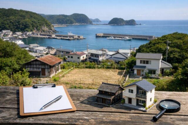 太地町の土地の選び方｜太地 土地の探し方と費用5つの内容を表す写真風アイキャッチ画像