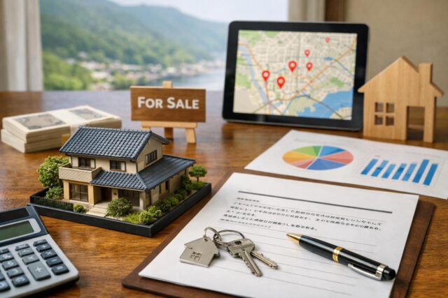 紀宝町の不動産売却｜手順と費用を5ステップ解説の内容を表す写真風アイキャッチ画像