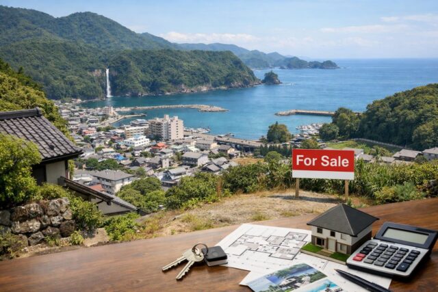 那智勝浦の不動産売買・賃貸ガイド｜那智勝浦町の相場と特徴の内容を表す写真風アイキャッチ画像