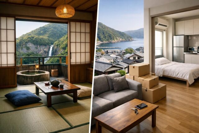 那智勝浦町で移住なら民泊と賃貸どっちが得？の内容を表す写真風アイキャッチ画像